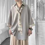 Зеленая летняя дизайнерская рубашка, галстук, униформа, изысканный стиль