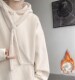 Beige Extra Thick Corduroy Sweatshirt for Men, Fleece-Lined and Thickened Hoodie, Heavy-Duty Oversized Loose Jacket for Autumn and Winter