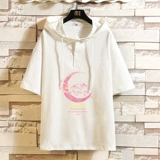 Шелковая футболка, летняя толстовка с капюшоном для школьников, короткий рукав, оверсайз