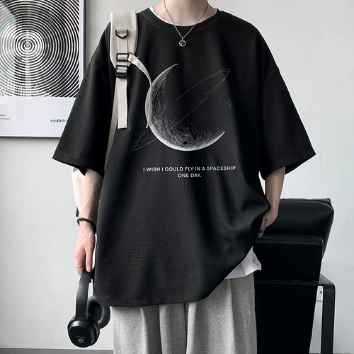 Синяя летняя футболка с коротким рукавом, сексуальная луна