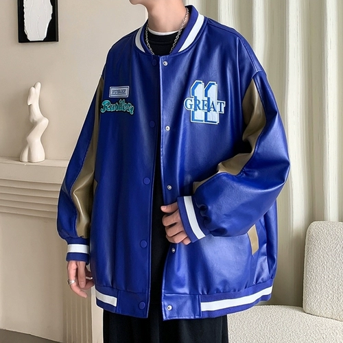 Синяя бейсбольная полиуретановая форма, куртка, демисезонный гоночный автомобиль, в американском стиле, дорожная версия