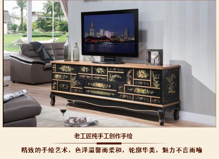 Đen phong cách châu Âu phòng khách đồ nội thất đồ gỗ rắn sơn bàn cà phê Tủ kết hợp tủ khách sạn bàn cà phê giường đẹp