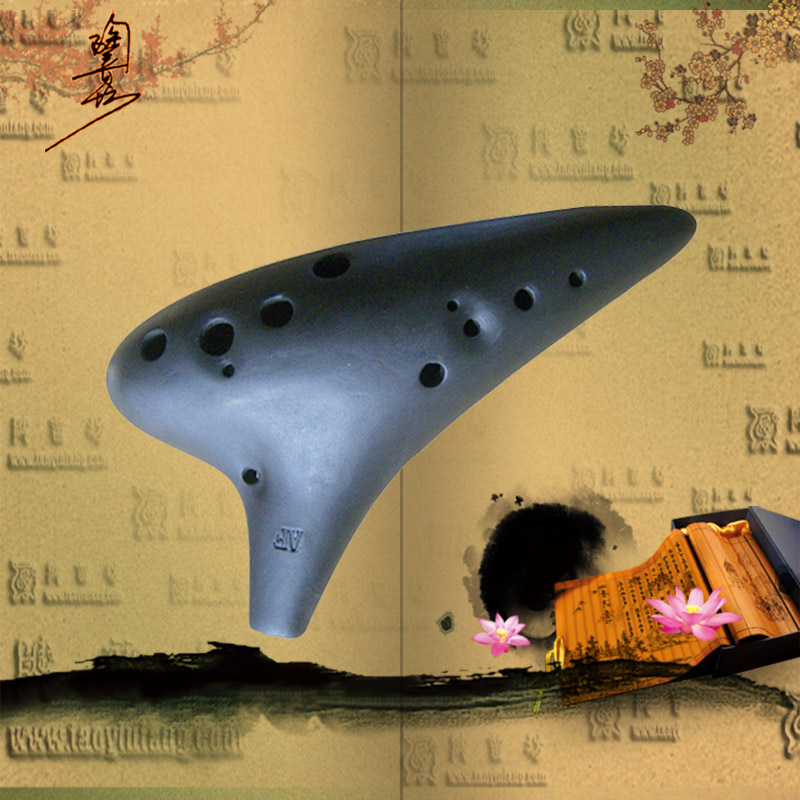 Taoyinfang 12-hole midrange f-tone af black pottery Professional performance Ocarina Millennium style elegance dedicated 