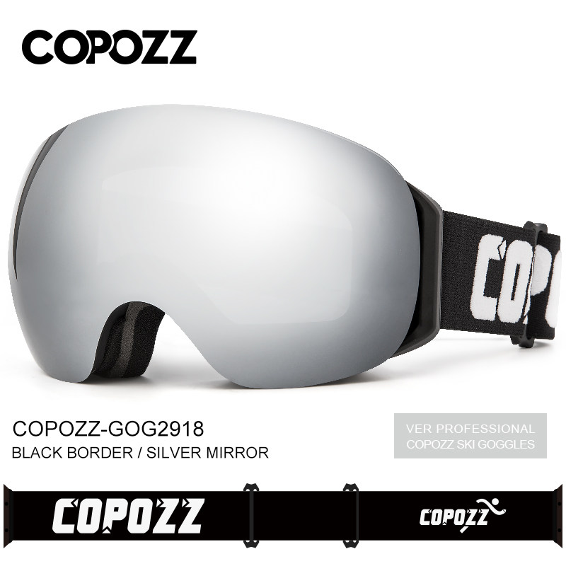 COPOZZ ski glasses anti-fog adult male and female magnetic suction without frame large spherical cocked myopia skiing equipment