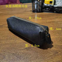 Foreign order tail goods genuine leather oil wax first layer cowhide student pencil case office stationery bag makeup storage bag