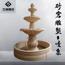 Square corner sculpture factory custom villa Courtyard Park flowerpot water spray landscape artificial sandstone creative ornamental fountain