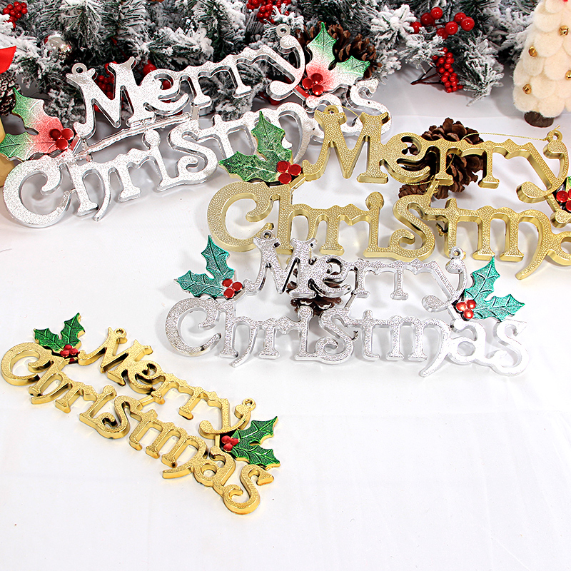 Christmas decorations Christmas tree garland pendant English letter brand gold and silver Christmas size