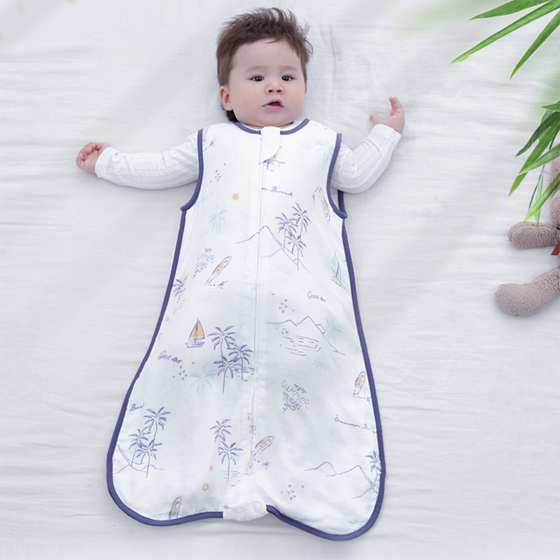 Baby sleeping baby bamboo cotton gauze sleeveless vest neonatal air conditioning room anti-cool summer thin