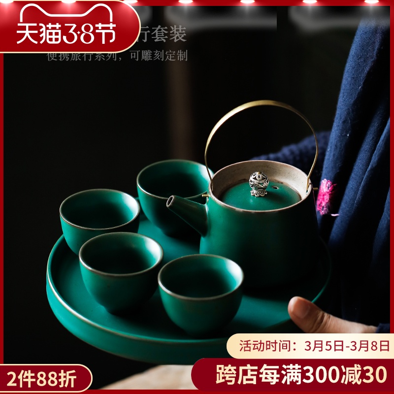 ShangYan kung fu tea warm the teapot restoring ancient ways suit household Japanese girder pot of ceramic tea set tea tray was contracted to travel