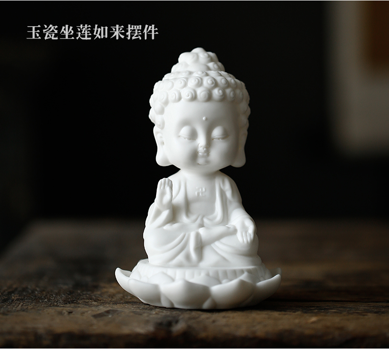 ShangYan car furnishing articles of Buddha ceramics handicraft lotus guanyin bodhisattva kung fu tea tea set zero pet accessories