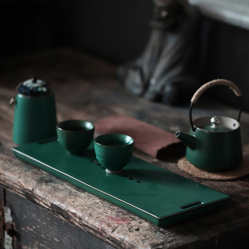 ShangYan ceramic water storage disk household contracted kung fu tea set dry tea tray was rectangular small sitting room tea table