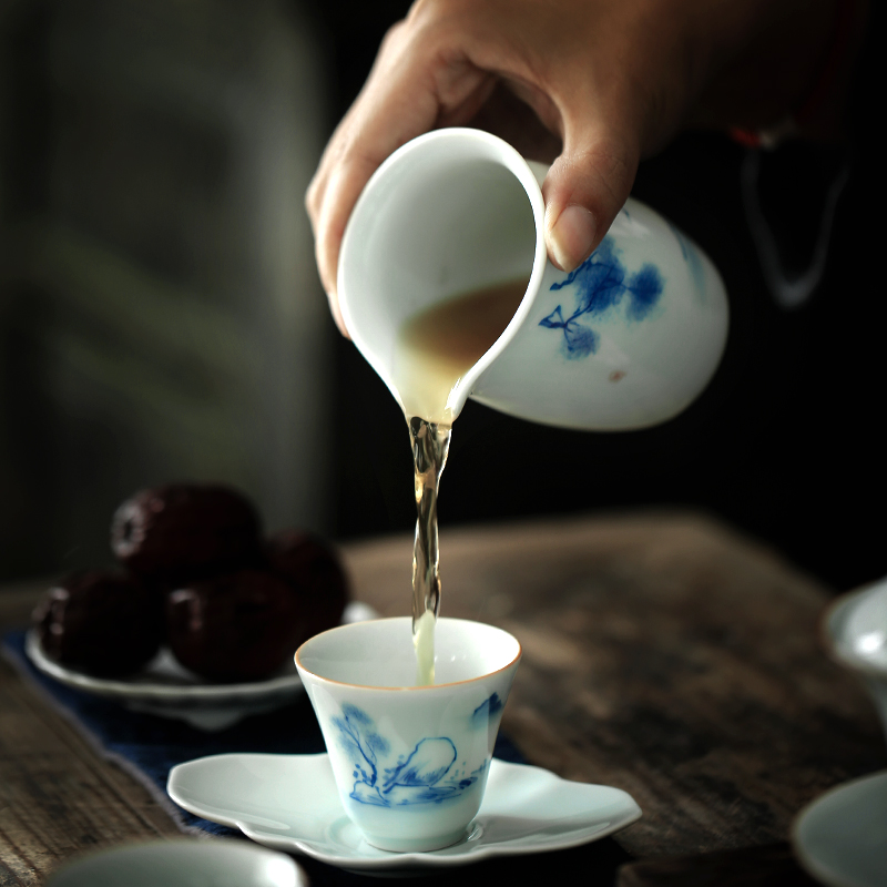 Reasonable ShangYan hand - made porcelain cup from the points of tea ware household porcelain and white porcelain tea) sea cup