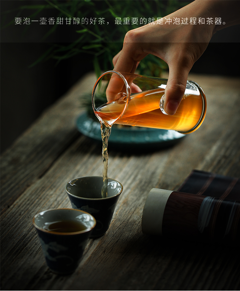 ShangYan ceramic crack cup of pu 'er tea tea is a pot of two cups of hand - made of filtering pot of blue and white porcelain tea set