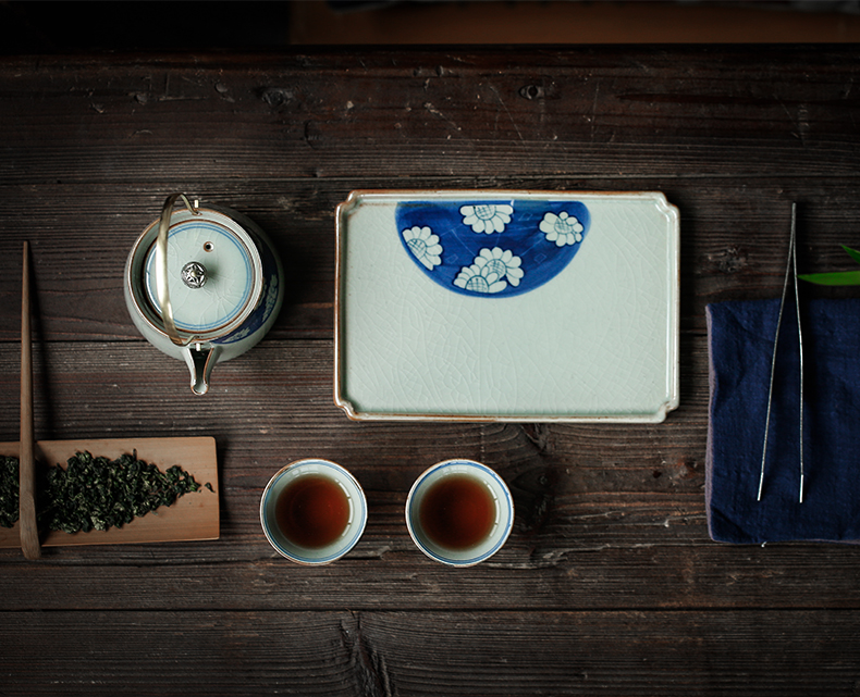 ShangYan ceramic tea tray household contracted small tea saucer dish rectangular kung fu tea set dry terms plate of a rectangle