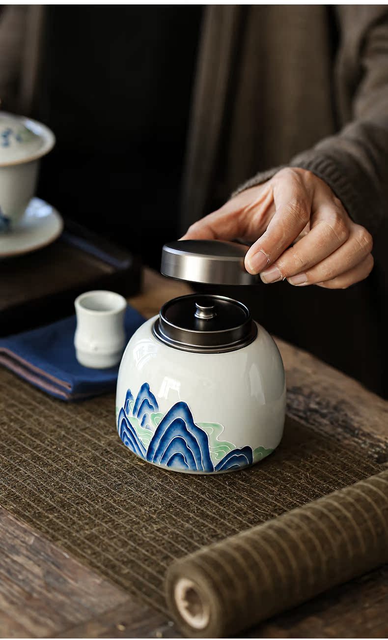 Restoring ancient ways is the manual in Japanese tea caddy fixings household contracted seal storehouse, ceramic POTS sealed as cans of green tea, black tea