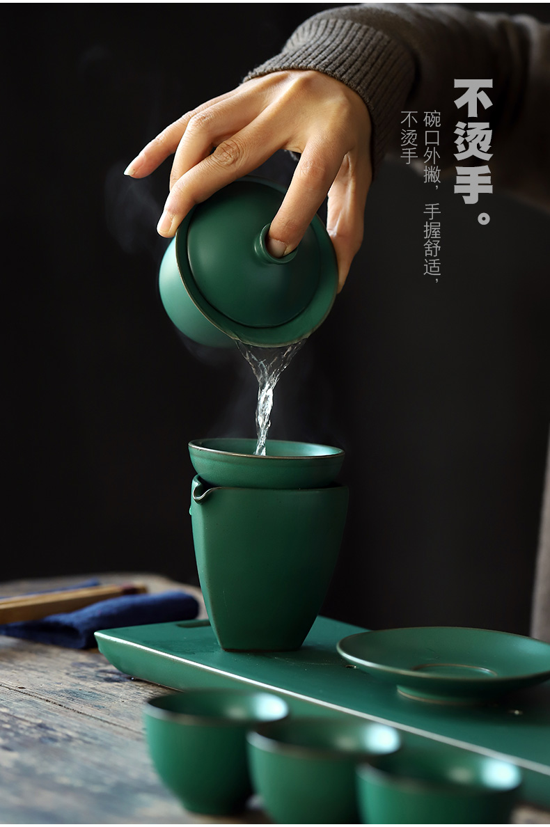 Ceramic tureen kung fu tea cups suit household tea tray was contracted office make tea cups, Japanese tea set