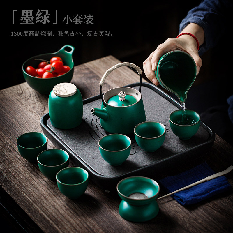 ShangYan tea restoring ancient ways suit household kung fu tea set contracted ceramic tea tray teapot small set of tea cups