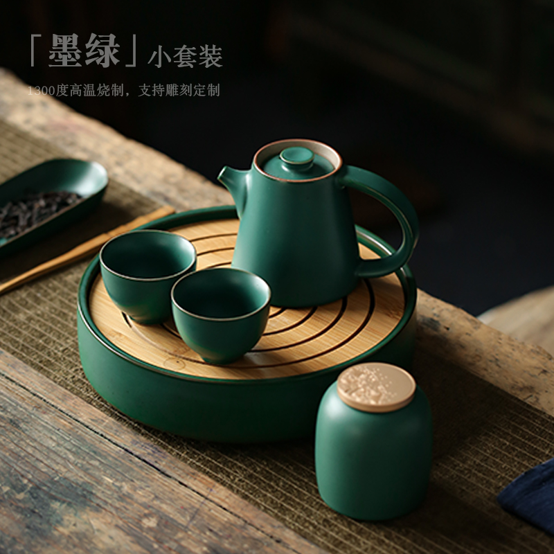 ShangYan kung fu tea set suit household contracted ceramic small group we make tea in a teapot teacup tea tray two Japanese