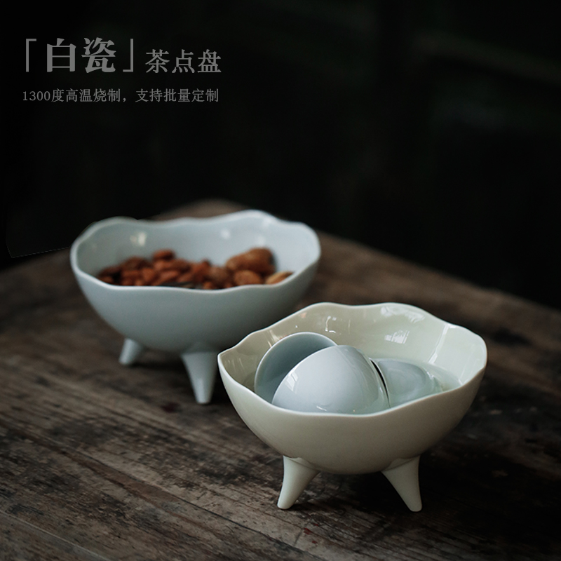 ShangYan creative high tea tray was white porcelain cup ice cream dessert bowl dried fruit snack plate XiCha wash to the trumpet