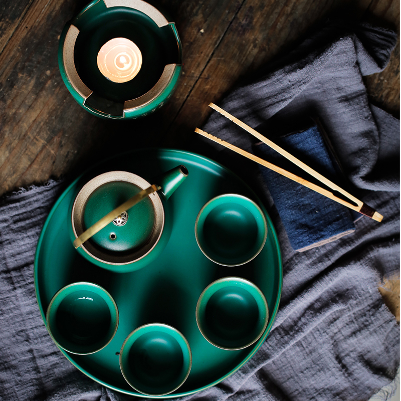 ShangYan portable package travel tea set is suing candles furnace heating temperature teapot Japanese tea tourism cup