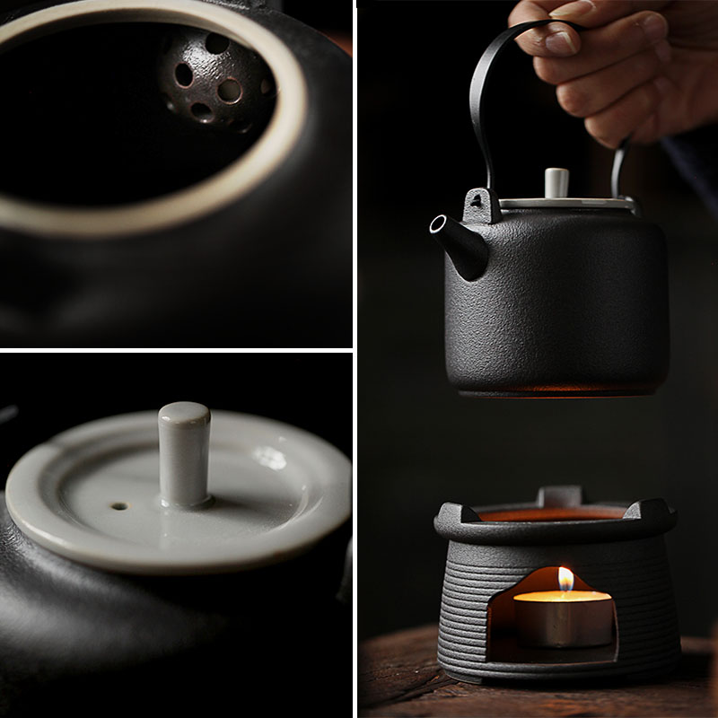 ShangYan Japanese ceramic teapot small girder pot black pottery kung fu tea set manual coarse pottery single pot teapot