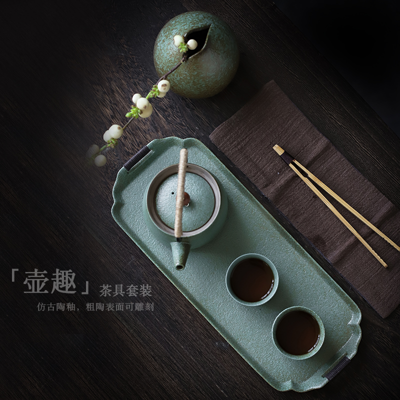 ShangYan Japanese ceramic tea tray dried small tea sets of kung fu tea dry terms plate retro creative saucer plate household