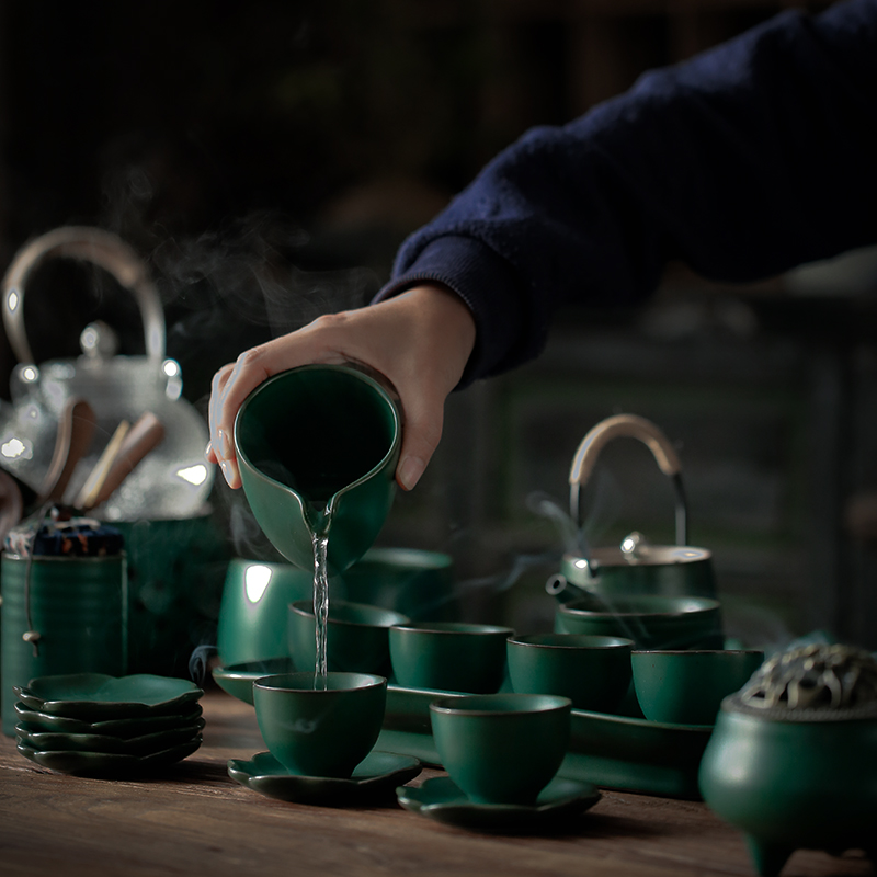 ShangYan tea set home a whole set of kung fu tea set contracted electric TaoLu kettle office set of tea tray