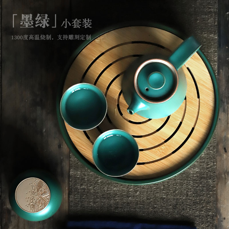 ShangYan kung fu tea set suit household contracted ceramic small group we make tea in a teapot teacup tea tray two Japanese