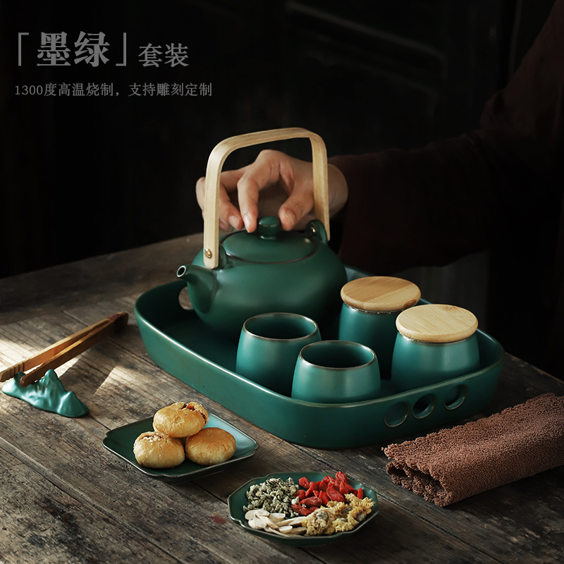 Restoring ancient ways ShangYan ceramic teapot large teapot high - capacity Japanese girder pot of household contracted flower pot