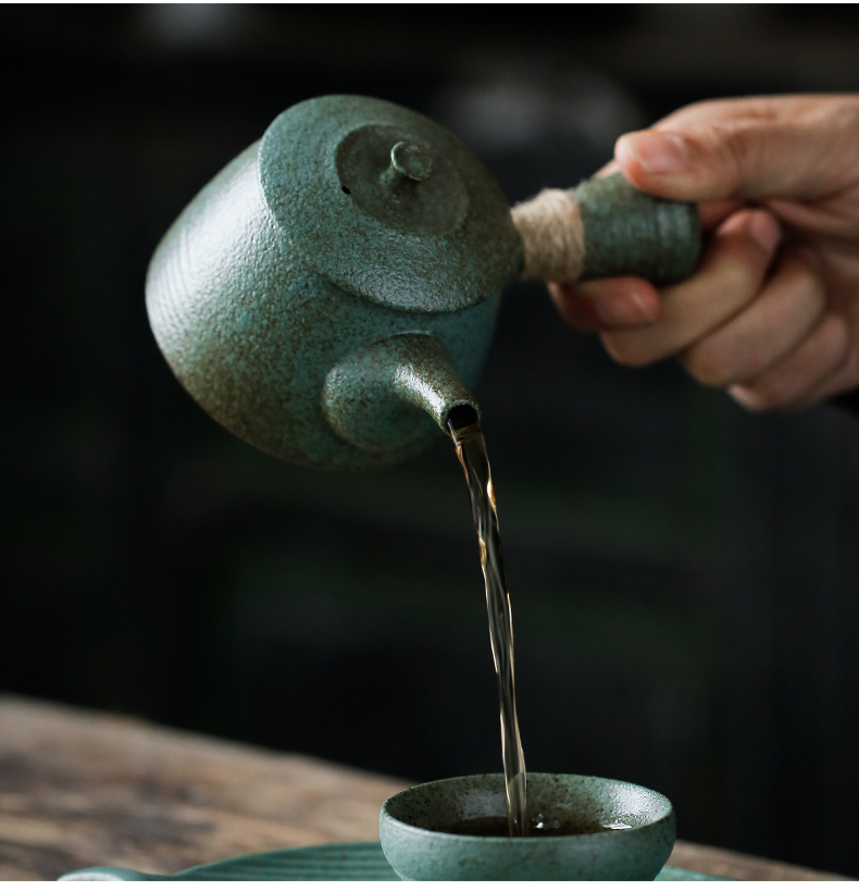 ShangYan kung fu tea cup to crack a pot of restoring ancient ways is two cups of 2 people teapot coarse pottery pot set of small Japanese side