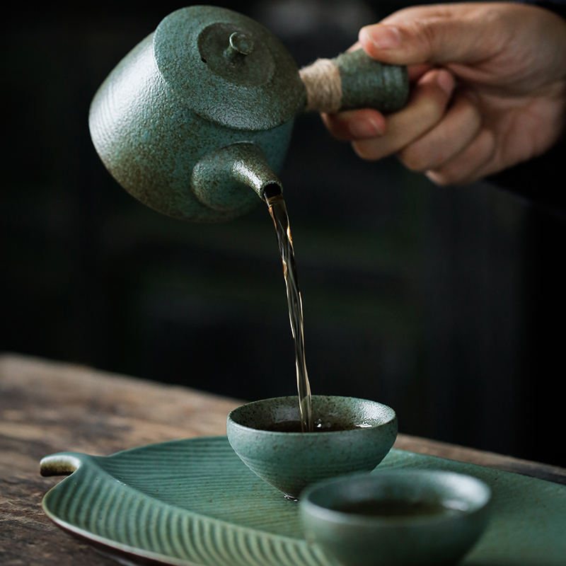 ShangYan kung fu tea cup to crack a pot of restoring ancient ways is two cups of 2 people teapot coarse pottery pot set of small Japanese side