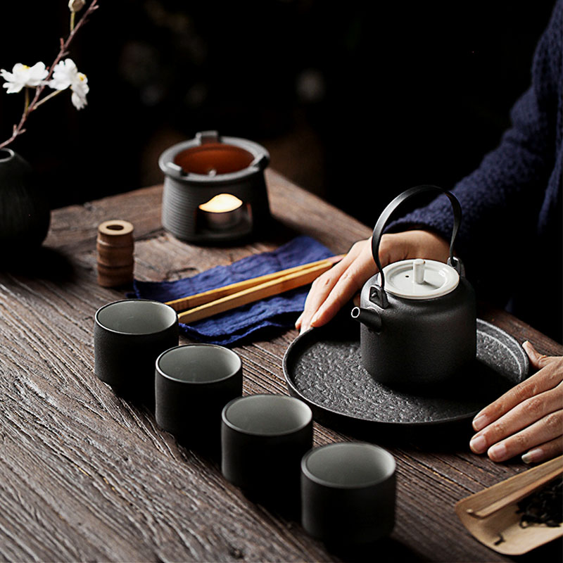 Japanese contracted kung fu tea set suit small set of modern ceramic tea tray was retro tea tea set household dry tea