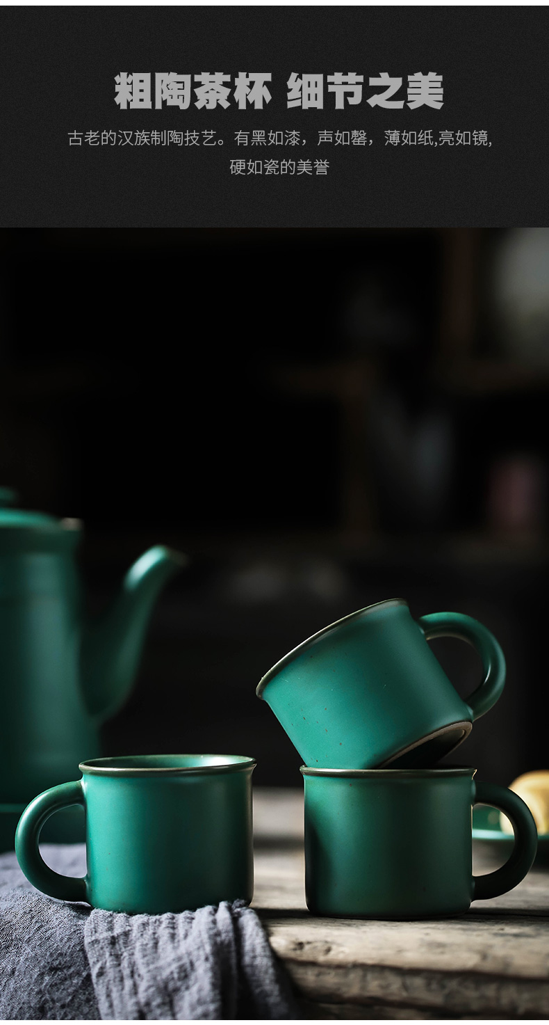 ShangYan army green ceramic cups sample tea cup he memorabilia kung fu tea tea cup veteran gift custom