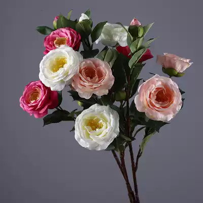 Yongyue home simulation Camellia single branch silk flower multi head home soft living room decoration tea tree flower fake flower tea rose