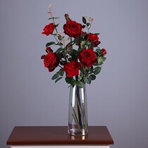 Yongyue home simulation flower red flannel rose tree large flower decoration fake flower table tea table decoration floral art