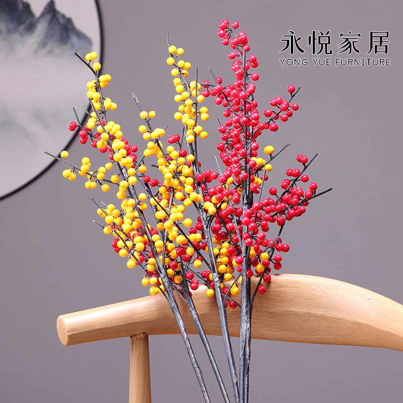 Yongyue Home New Chinese North American winter green fruit emulation flower Xiangya bean fortune red fruit family decorated with soft dress hem