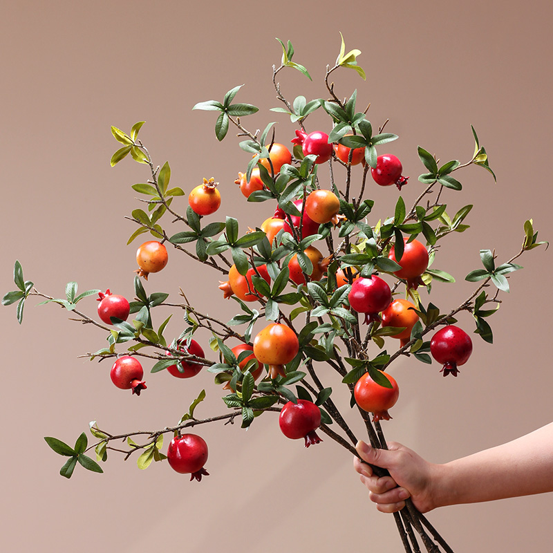 Yongyue home simulation flower pomegranate fruit decorative ornament living room entrance persimmon fruit fake flower branch ruyi bouquet