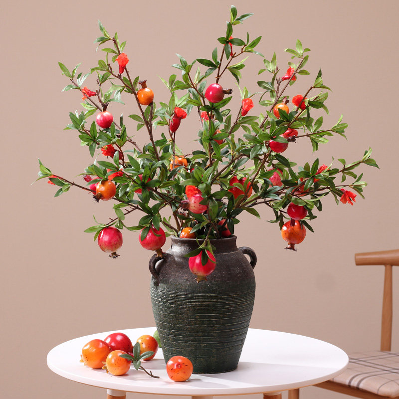 Yongyue Retro Fields Garden Emulation Flower Pomegranate Fruits Multi Leaf With Floral Decoration Pendulum Decorated Living Room Fake Flowers Ruyi Flower Arrangement