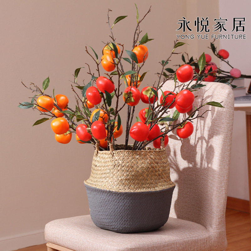 Yongyue Home New Chinese emulated persimmon Fake Flower Water Fruits Withered Branches Decoration Pendulum emulated floral bouquet
