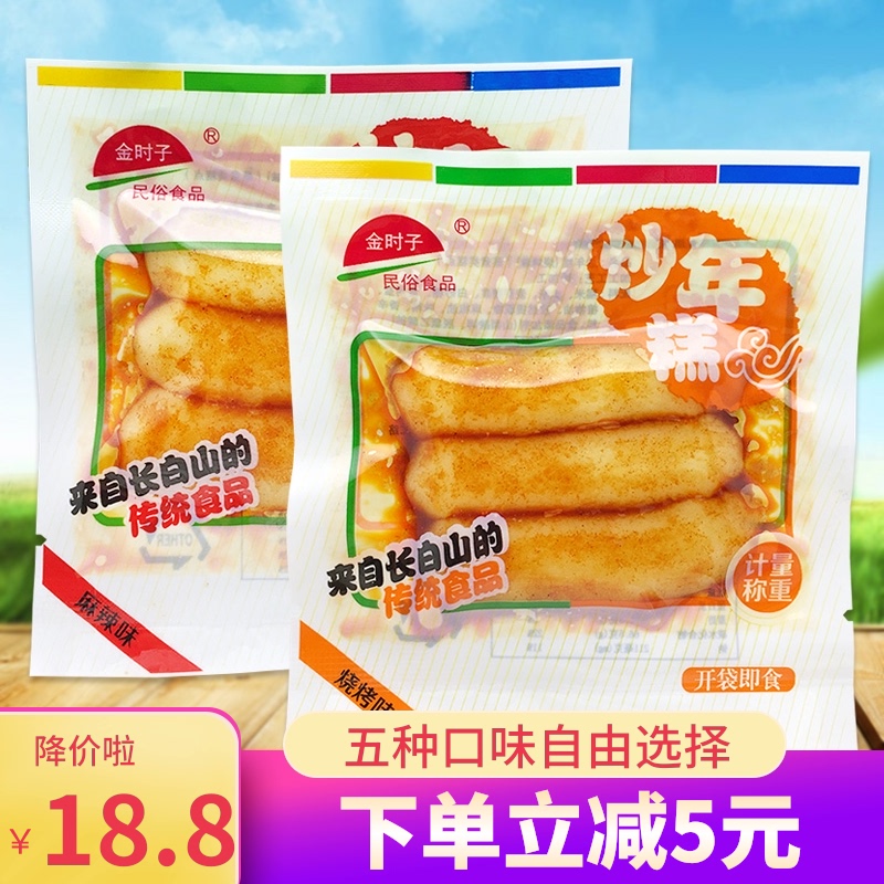 Authentic Jin Shi Zi fried rice cake strips spicy barbecue flavor 500g open bag ready-to-eat glutinous rice cake Korean snacks