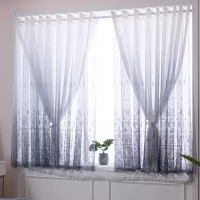 Punch-free installation curtains translucent impermeable human screen curtain telescopic rod Bedroom balcony partition shading cloth bay window double layer