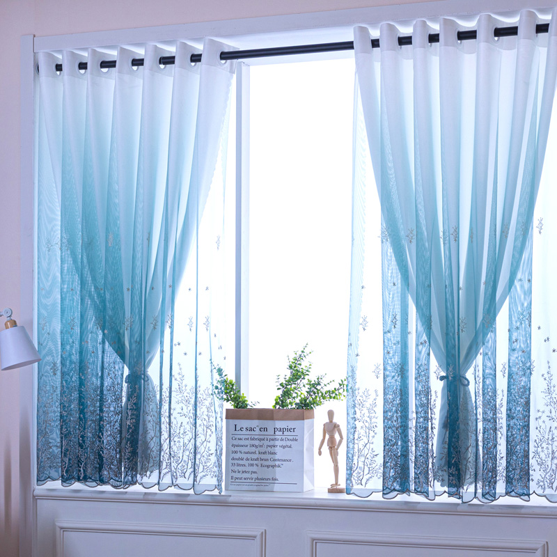 Curtain-free installation of shading floating windows 2022 New living room yarn curtain telescopic lever popular white balcony yarn