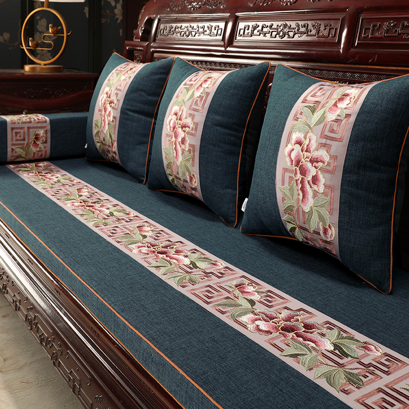 Chinese style red wood sofa cushions solid wood furniture Bed Cushion Thickened anti-slip wood sofa cushion cover customized