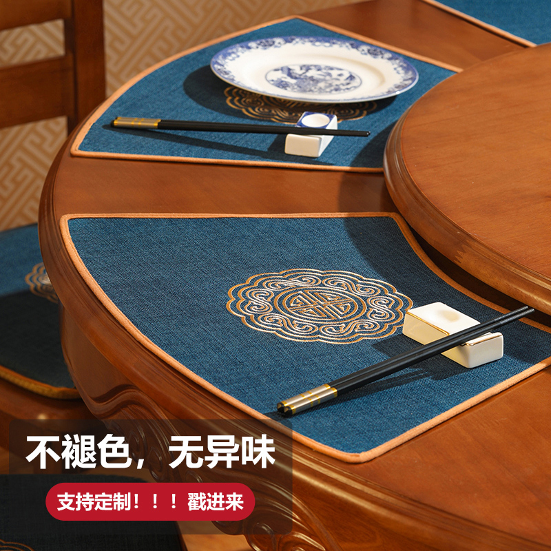 Dining mat New Chinese meditation Fan-shaped Table Cushion Table Heat Insulation Mat Brief modern cloth Tray Cushion Cloth Round Cup Mat