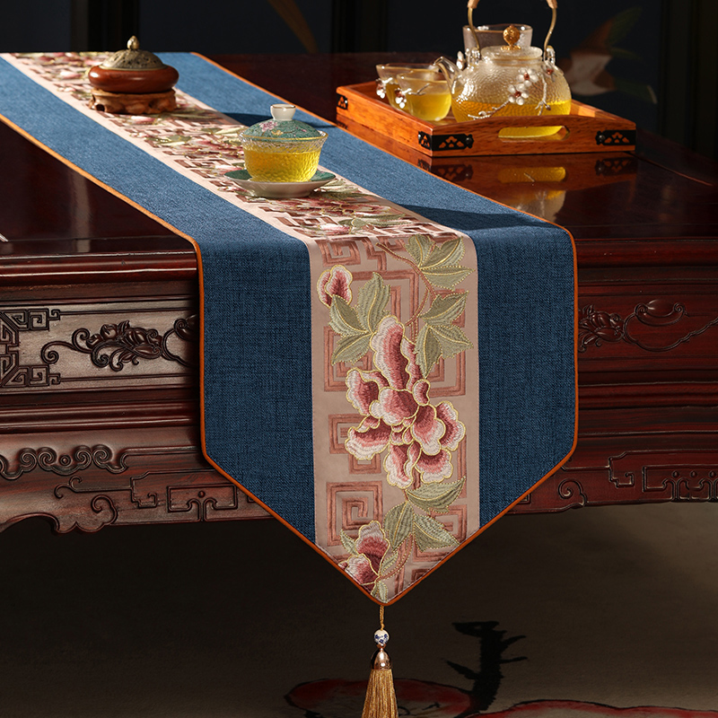 New Chinese table flag table cloth red wood living room Classical Embroidered Dining Table Xuanguan TV Table Cloth Art Bed Flag Custom