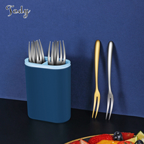 Fruit Fork 304 Stainless Steel Cake Fork Creative Fruit Signed Fruit Insert Creative Cute Long Handle Small Fork 5 Set