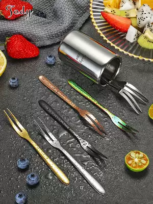 Tao Di 304 stainless steel fruit fork set creative fork Cute household children's fruit label moon cake dessert fork