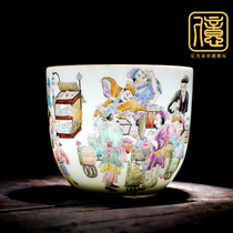 Yiyoujia Jingdezhen Kung Fu Tea Set Thin Tire Tea Cup Large Hand-Painted Full Handmade Master Cup Single Cup Bucket Tea Diagram