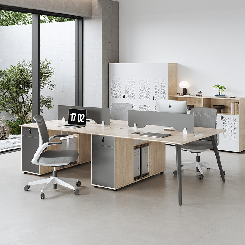 Desk chair combination minimalist modern double-four card holder station employee table 6-position screen office staff-Taobao