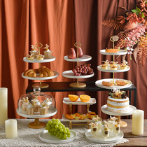  Dessert table rack Ceramic display rack Cake tray High-legged food snacks Cold food tea break set Taipei European style